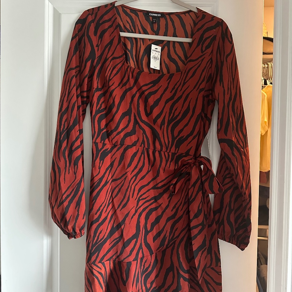 Animal Print Wrap Dress